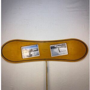 Aspen Snowboard Photo Frame  Brown Wood Double Picture Wall Decor Souvenir